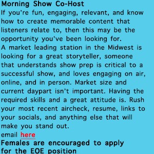 Morning show co-host wanted