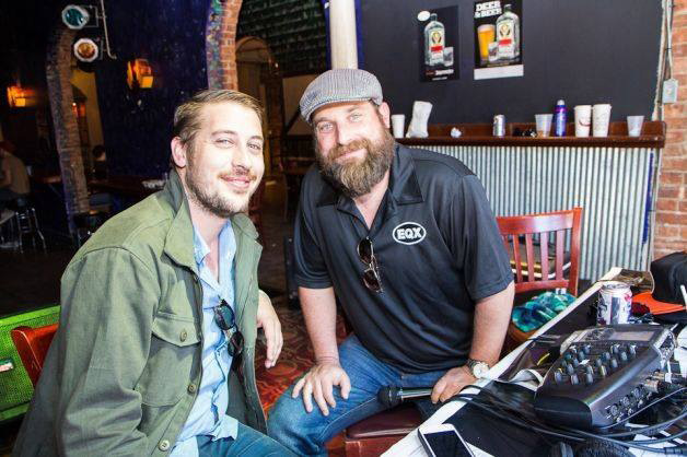 Portugal.The Man's Zach (l) chats with WEQX/Albany PD/morning man Jeff Morad 