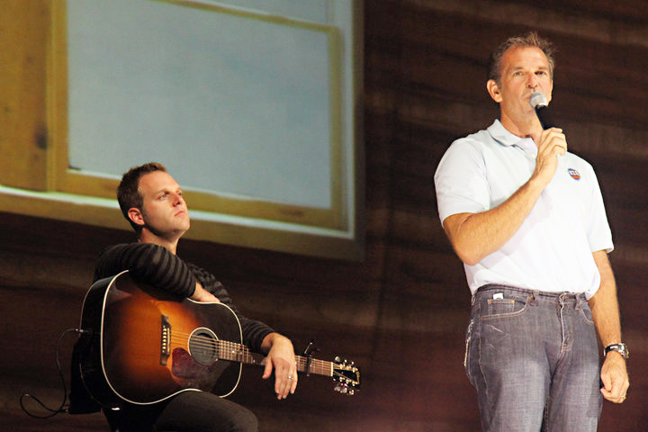 His Radio's Rob Dempsey on stage with Matthew West