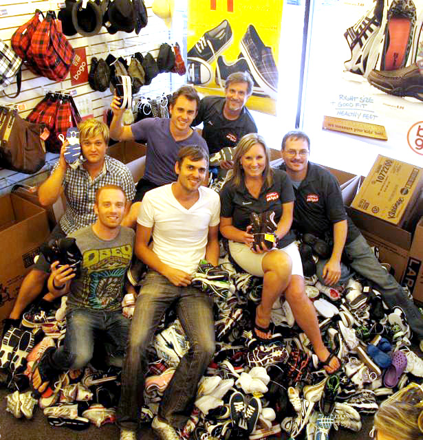 WJIS/Sarasota collected shoes that Mikeschair will deliver to kids in Peru