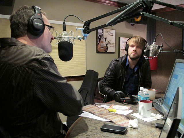 Josh Wilson in Joy FM studio with Bill Martin