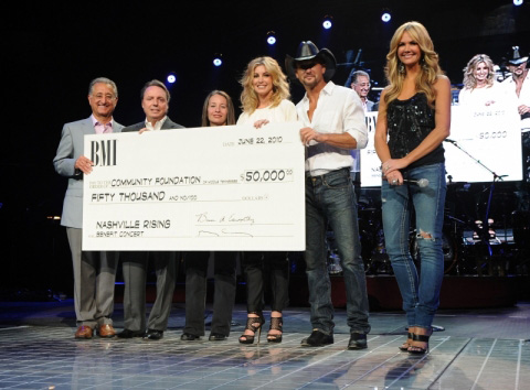 BMI presents check for Nashville Rising Concert for TN flood relief