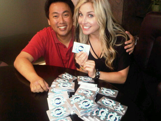 KKBQ/Houston's Johnny Chiang presents Sunny Sweeney with lots of gum