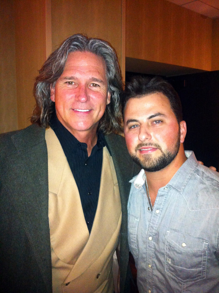 Tyler Farr hangs with Billy Dean at the Opry