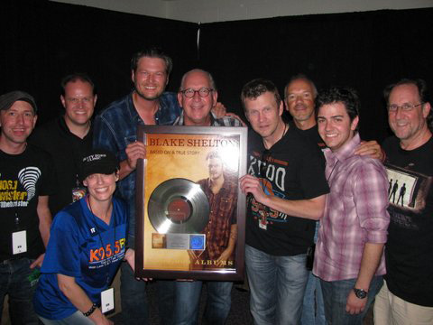 Blake Shelton is presented with platinum plaques