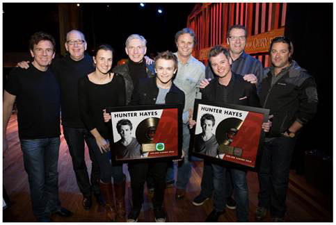 Hunter Hayes receives a plaque for "Wanted"