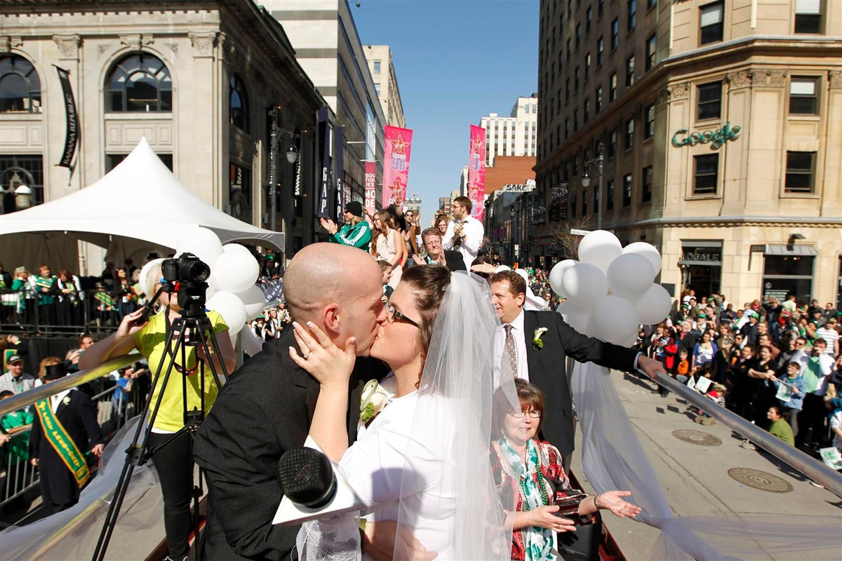  CJFM's wedding during the 2012 Montreal St. Patrick's Day Parade.