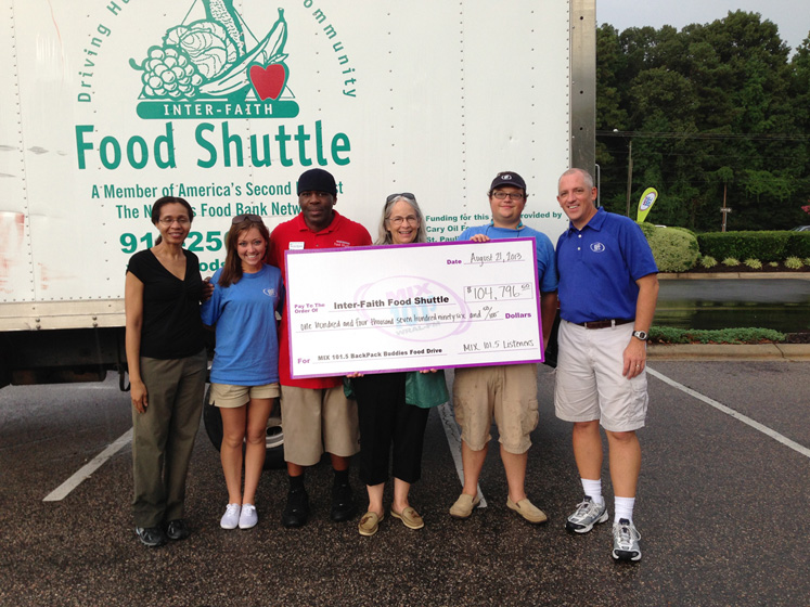 WRAL (MIX 101.5)/Raleigh, NC recently raised a record-setting $105,000 and more than four tons of food