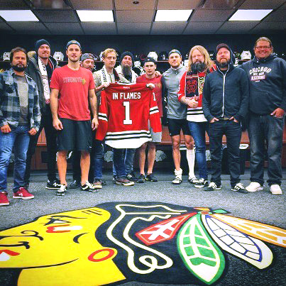 Chicago Blackhawks hang with Swedish rockers In Flames