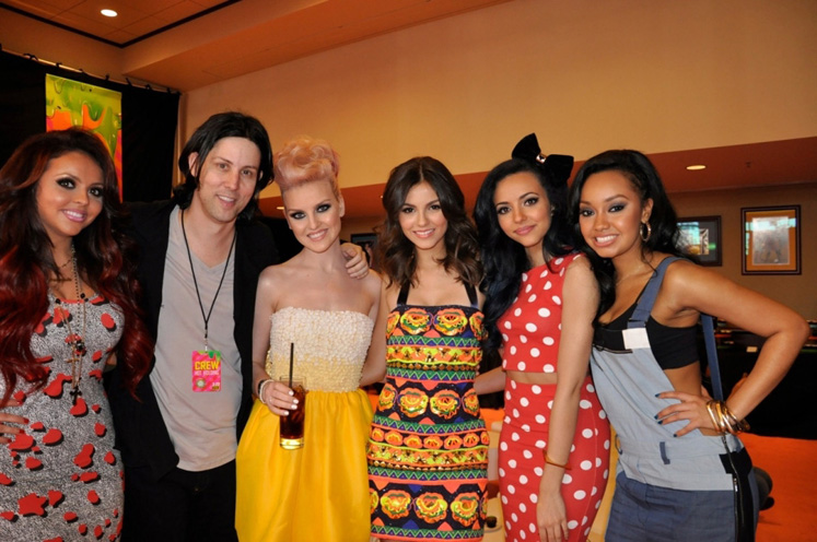 Victoria Justice hangs with Lee Leipsner and Little Mix.