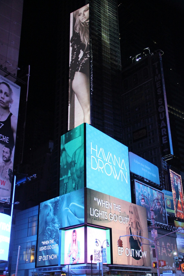 Havana Brown on Time Square moving billboard